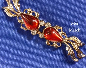 Golden and Red Fish Cloak Clasp, 5.1CMX1.2CM, Pack of 5 Sets(B634)