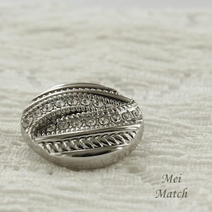 Rhinestone Buttons  in Silver Tone, Metal Shank, Wavy Pattern, 18mm or 23mm, Pack of 5(B955)
