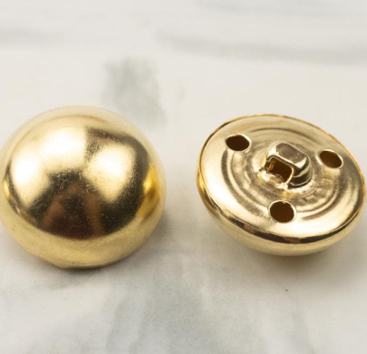 Shiny Dome-shaped Metal Buttons in a Bright Gold Finish,, 15mm, 18mm, 20mm, 23mm or 25mm, Pack of 10(B1460)