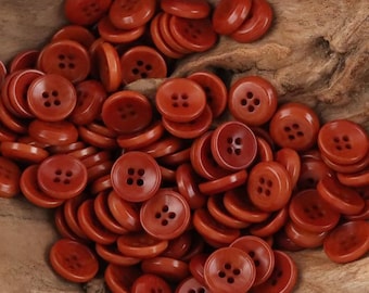Red Corozo Corozo Shirt Buttons, 4 Holes, 11.5mm / 0.45", Pack of 10(B2096)
