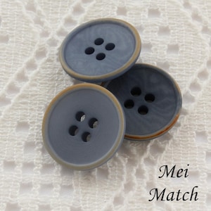 Periwinkle Buttons Four Holes with Brown Rim, Corozo,  15mm, 17.5mm or 20mm, Pack of 10(B945)