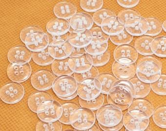 Botón básico de camisa, resina, 2 agujeros, 4 agujeros, botón de repuesto, de 10 mm a 25 mm, paquete de 30 (B239)