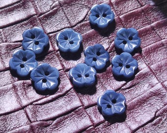 Bottoni in corozo color blu indaco ardesia con motivo a petali intagliati, 11,5 mm, 12,5 mm, 15 mm, 18 mm, 20 mm, confezione da 10 (B1777)
