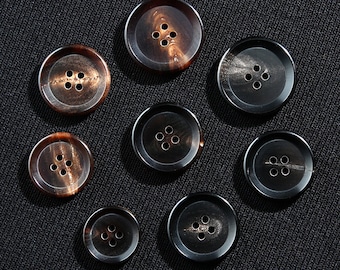 Real Horn Buttons, Black/Brown, 15mm to 28mm, Pack of 6(B257)