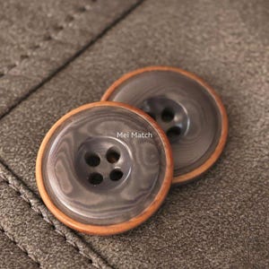 Botones de corozo gris oscuro con borde quemado, 11,5 mm, 15 mm, 18 mm, 20 mm, 23 mm, 25 mm, el color natural puede variar, paquete de 10 (B2071)
