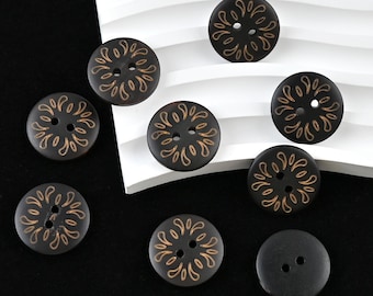 Hornknöpfe, florales Muster im Vintage-Stil, 11,5 mm, 15 mm, 18 mm, 20 mm, 25 mm, 6er-Pack (B2183)