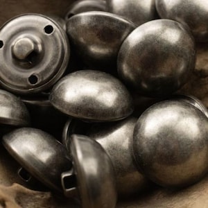 Metal Dome Shank Buttons, Old Silver Tone, 15mm, 18mm, 20mm, 23mm or 25mm, Pack of 10(B1059)