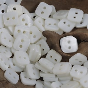 Square Shirt Buttons, 10mm/0.39&quot;, Natural Pearl Shell, Pack of 10(B666)