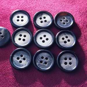 Botones de cuerno natural en tonos negro y gris, de 15 mm, 18 mm, 20 mm, 23 mm o 25 mm, paquete de 10 (B1310)