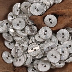 Metal Round 2-Hole Sewing Buttons with Textured Finish, Silver Tone, 11.5mm, Pack of 10(B1766)