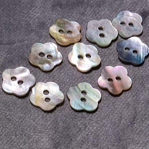 Floral Shape Mother of Pearl Shell Shirt Buttons, 11mm/0.43", Pack of 10(B854)