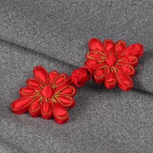 Red and Golden Frogs Closures, Rhombus Floral Design, 7.5cm/2.95&quot;, 2 Sets(B999)