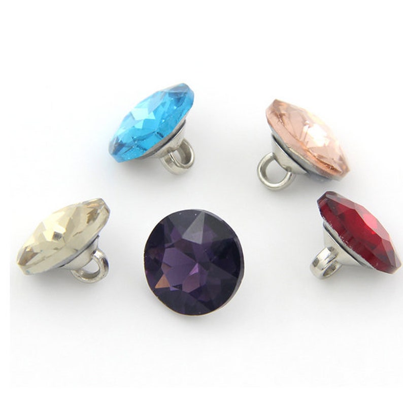 Gangle Button Diamanté Buttons, Shank Jewel Buttons, 10mm/0.39