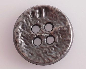 Vintage Silver Look Metal Buttons, Hammered Texture, 15mm, 17.5mm, 20mm, 22.5mm, Pack of 10(B1590)