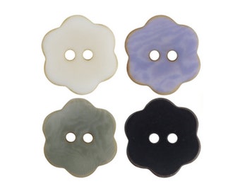 10 pièces de boutons de fleurs, corozo, blanc, violet, vert ou noir, 11,5 mm à 20 mm(B155)