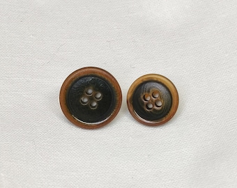 Dark Green Corozo Buttons, Burnt Rim, 15mm,18mm or 20mm, Pack of 10(B081)