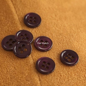 Plommonlila färgade pärlemorknappar, skjortknappar, varierar från plommon till aubergine i ljus, 11,5 mm/0,45", 10-pack (B1506)