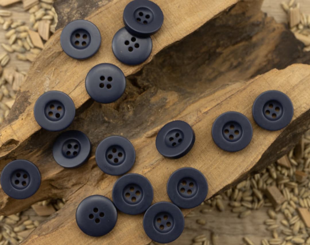 Matte Dark Blue Buttons, Plastic, Wide Rimed, 15mm, 18mm or 20mm, Pack ...