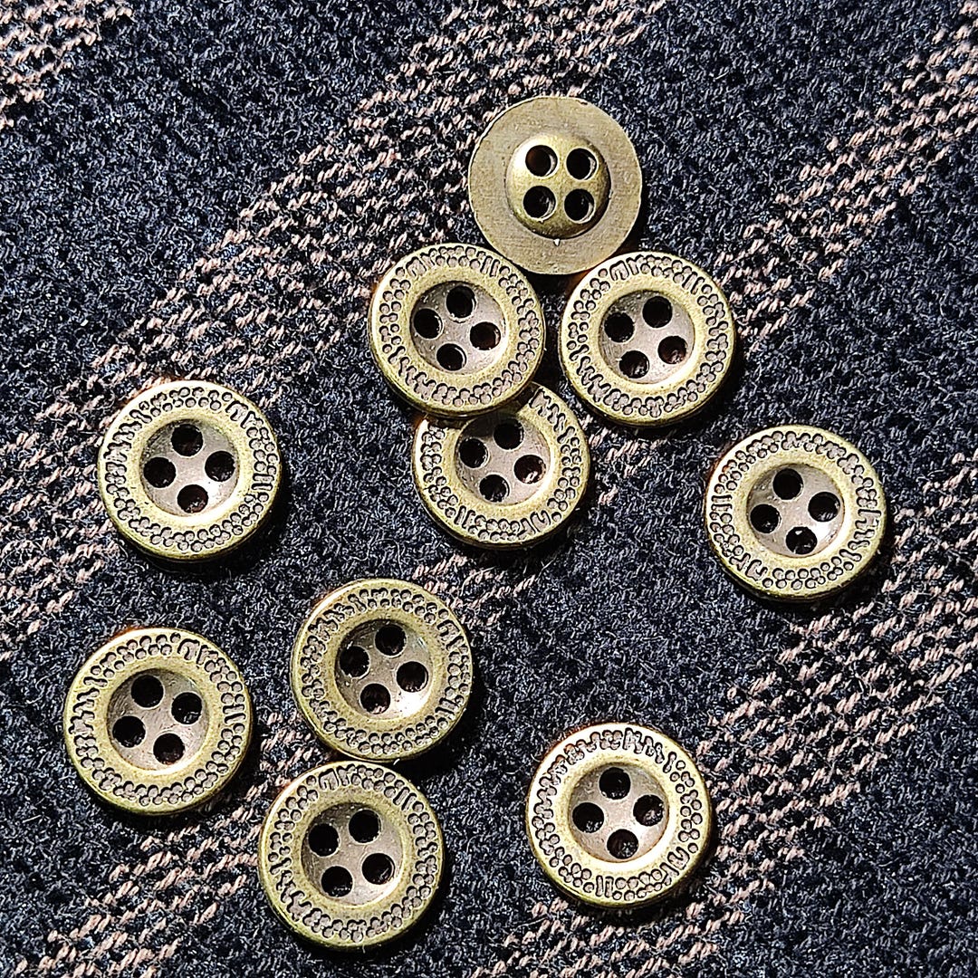 Tonal Buttons Bronze Tone Metal Buttons, 4 Holes, 11mm/0.43
