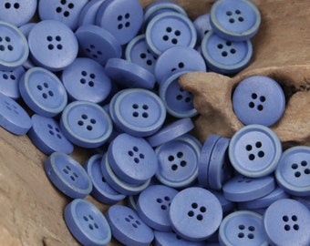 Boutons en os de buffle, bleus, 11,5 mm/0,45 po., Lot de 10 (B699)