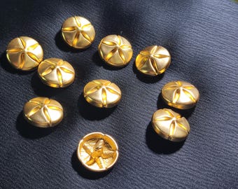 Gold Metal Starfish Desgin Buttons, 18mm or 23mm, Pack of 10(B1399)