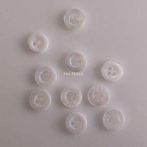 White Mother of Pearl Shirt Buttons, 10mm, 11.5mm or 12.5mm, Pack of 10(B1421) image 3