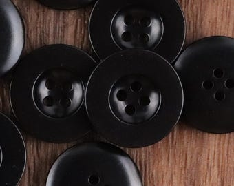 Schwarze Corozo-Knöpfe, breite Kante, 11,5 mm, 15 mm, 20 mm oder 25 mm, 10er-Packung (B2222)