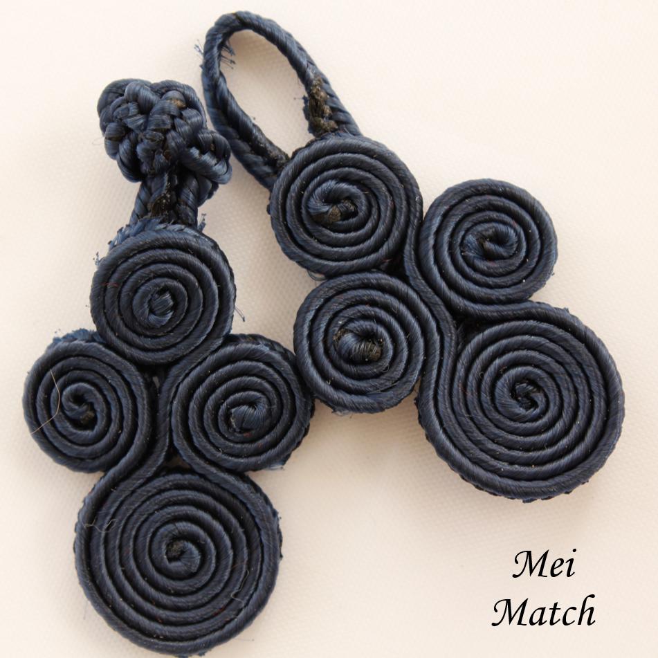 july.chinさま専用 Navy Blue Frog Closures, Traditional Chinese Knot Fasteners, 75mm