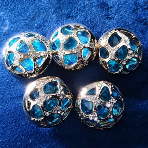 Botones decorativos de metal dorado y azul con vástago, 17,5 mm, 22,5 mm, paquete de 5 (B1978) imagen 2