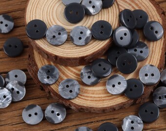 Grey Shirt Buttons, Curved Surface and Pearly Effect, Plastic, 10mm, Pack of 20(B762)