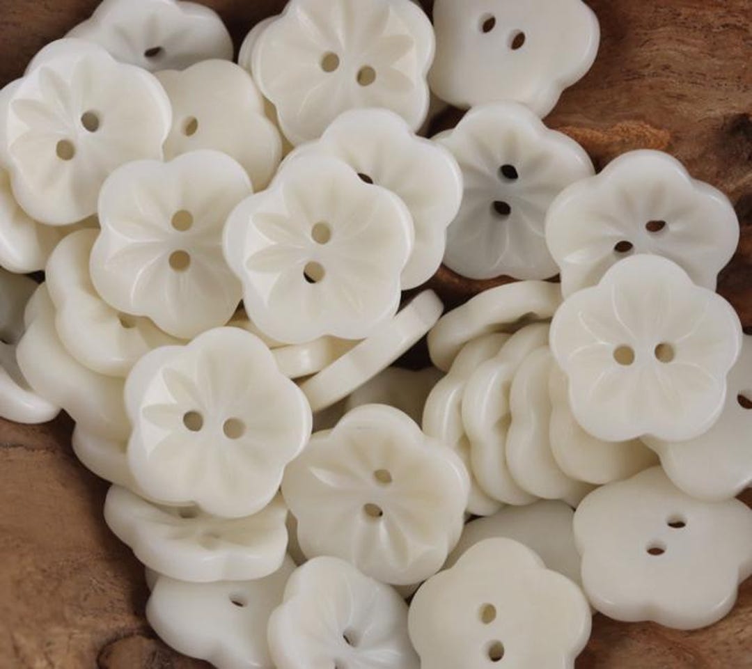 Botones de flor de corozo blanco roto, 11,5 mm, 15 mm, 20 mm, paquete ...