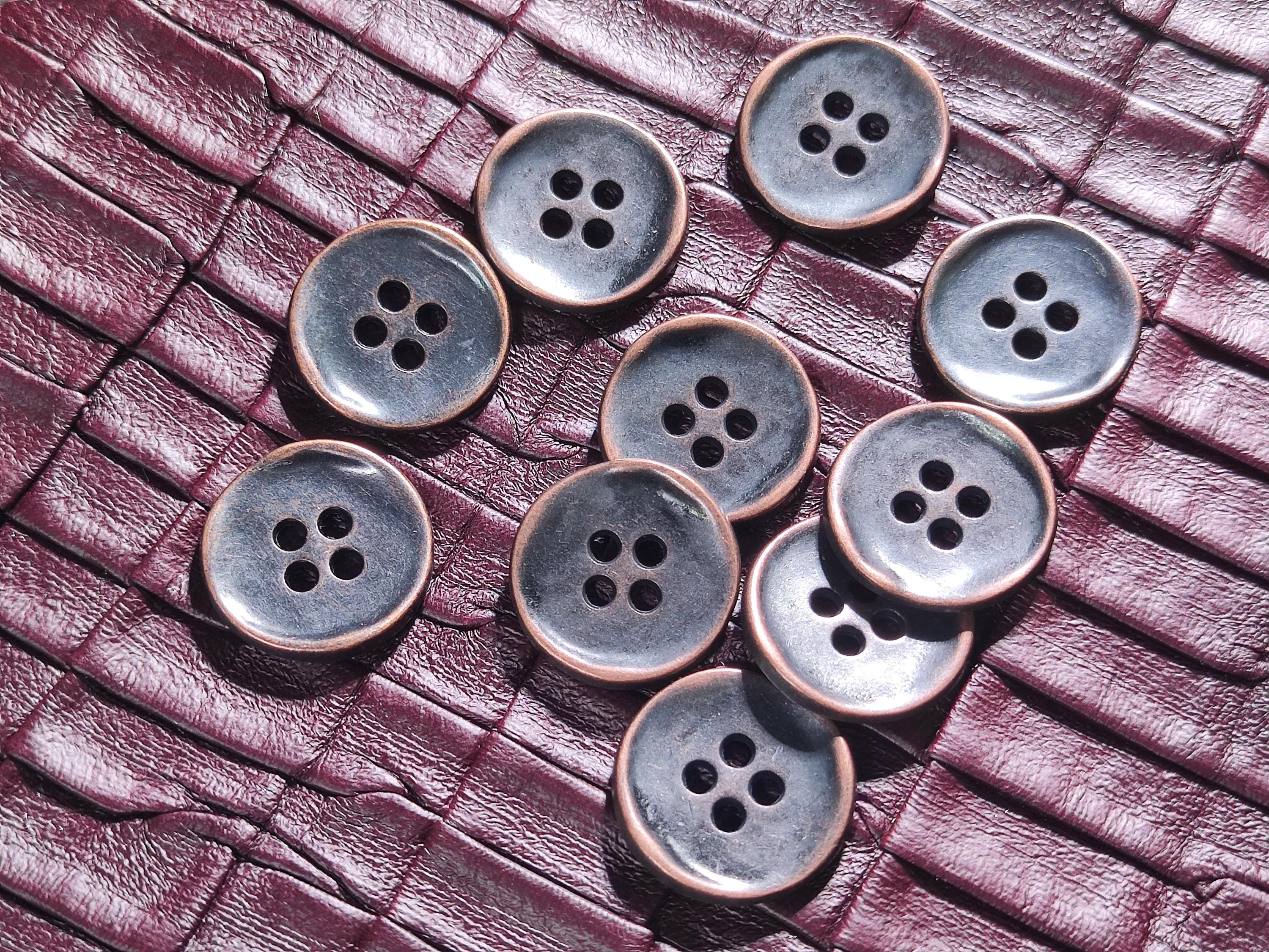 Antique Copper and Blackish Tone Buttons, Not Perfect Round Shape ...