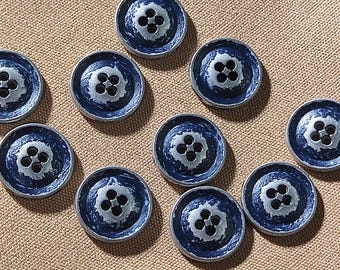 Bottoni blu, metallo, 4 fori, 11,5 mm, 15 mm, 18 mm, 20 mm, 23 mm o 25 mm, confezione da 10 (B1114)