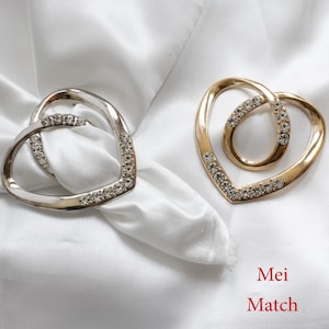 Heart Shape Scarf Buckle, Golden or Silver Tone, Pack of 2(B073)
