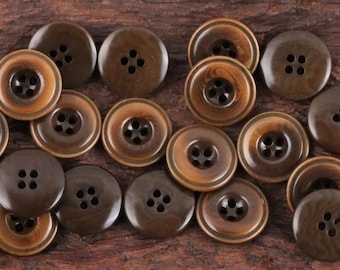 Braune Corozo Knöpfe, 15 mm, 18 mm, 20 mm, 23 mm oder 25 mm, gemischte warme Braun Töne mit dezenten Woodgrain-artigem Muster, 10er Pack(B1682)