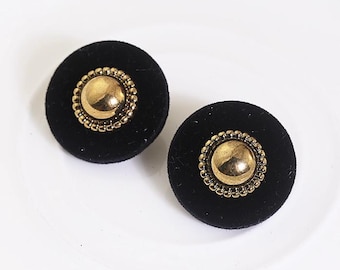 Bottoni per cappotto in velluto nero con centro dorato, gambo posteriore, 25 mm, 27,5 mm, confezione da 5 (B1983)