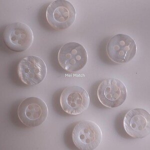 White Mother of Pearl Shirt Buttons, 10mm, 11.5mm or 12.5mm, Pack of 10(B1421) image 2