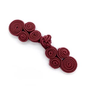 Fermetures grenouille chinoise en bordeaux, conception en spirale tourbillonnante, 75 mm/2,9 po, 5 jeux(B1217)