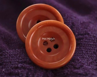Orange Brown Buttons, Four Holes, Natural Corozo,  15mm, 20mm, 25mm, Pack of 10(B651)