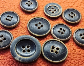 Horn Buttons Black, Burnt Effect, 15mm, 18mm, 20mm, or 25mm, Pack of 5(B037)