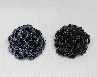 Perlen besetzte Diamant Knöpfe schwarz oder dunkelblau, Kunststoffschaft zurück, 3 cm / 4,3 cm, 5er-Pack (B389)