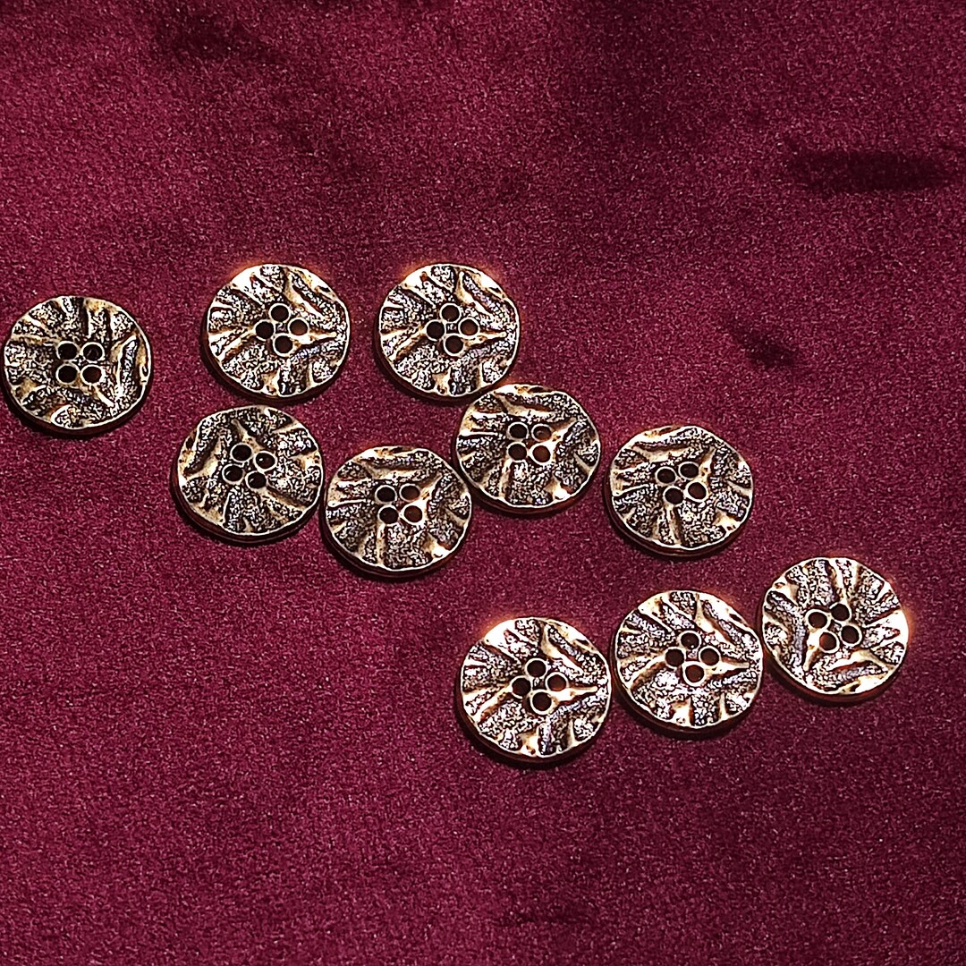 Metal Textured Button Antique Bronze Textured Metal Buttons, 12mm, 15mm, 18mm, 20mm,4-hole ...