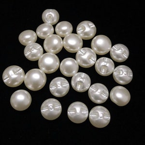 Faux Pearl Buttons, 10mm/0.39&quot; or 11mm/0.47&quot; , Creamy White, Pack of 12 (B241)