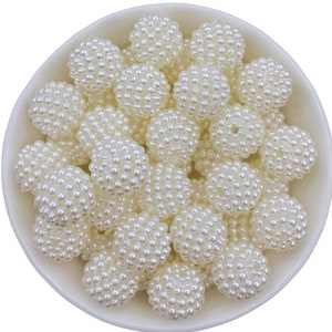 White Berry Pearl, 10mm, 12mm, 14mm，16mm, 18mm  Round Pearl beads with holes