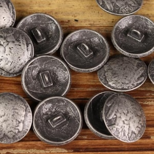 Antique Silver Tone Shank Buttons, 2 Holes,15mm, 18mm, 21mm, Pack of 10(B1668)