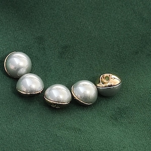 Grey Tone Dome Buttons,  Glossy Pearl Finish, Metal Base,10mm, 12mm, Pack of 5(B1650)