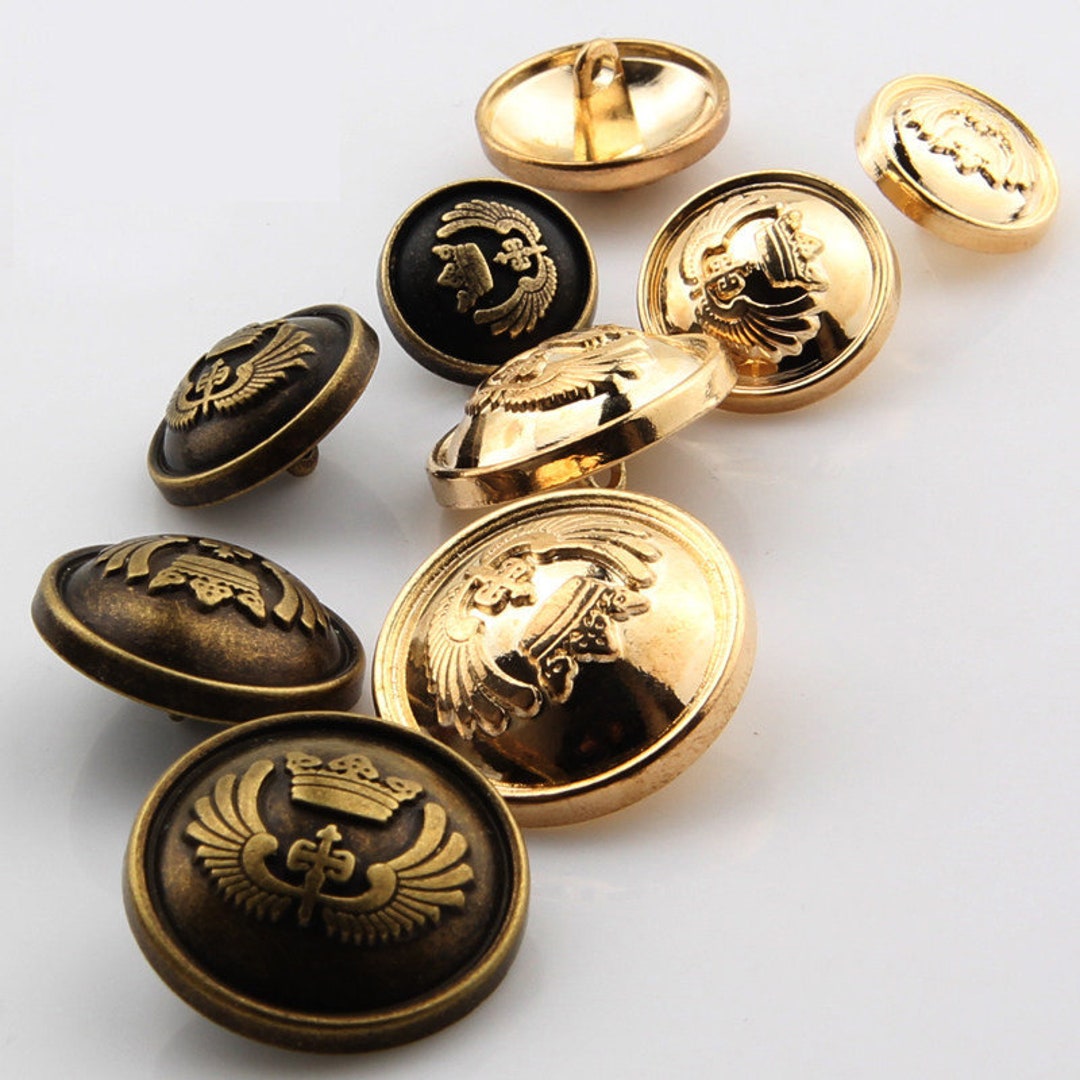 Wing Button Metal Crown Wing Buttons, Shank, 15mm to 25mm,bronze Tone, Gold Tone ...