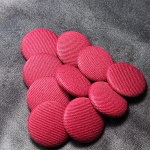 Fabric Covered Metal Shank Buttons, Soft Cranberry Red, 10mm, 12mm, 15mm, 20mm, 25mm,, Pack of 10(B1900)