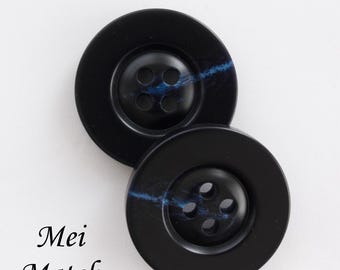 4-Hole Plastic Navy Blue Buttons with Blue Streak, Plastic, 11.5mm, 15mm, 18mm, 20mm, 23mm, 25mm or 28mm, Pack of 10(B1388)