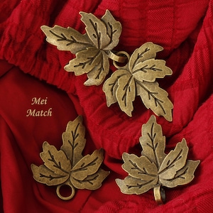 Metal Fasteners Maple Leaf Design, 6.8cm/2.6&quot;, Antique Brass Color, 2 Sets(B599)